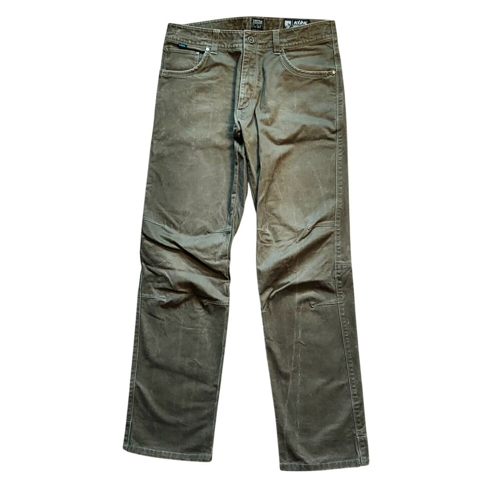 KUHL Rydr Vintage Patina Dye Men's Twill Cargo Pants Olive Green Hiking Sz 33X34